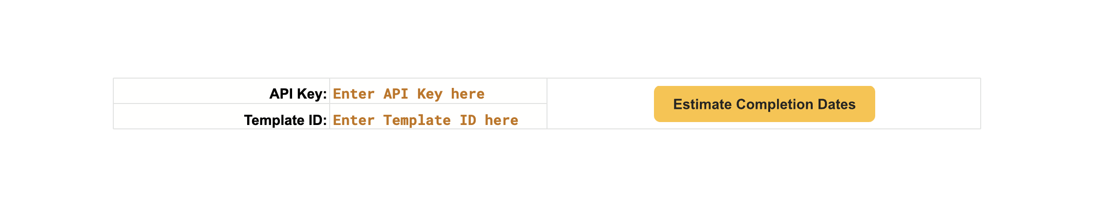 Completion Dates Estimation Example