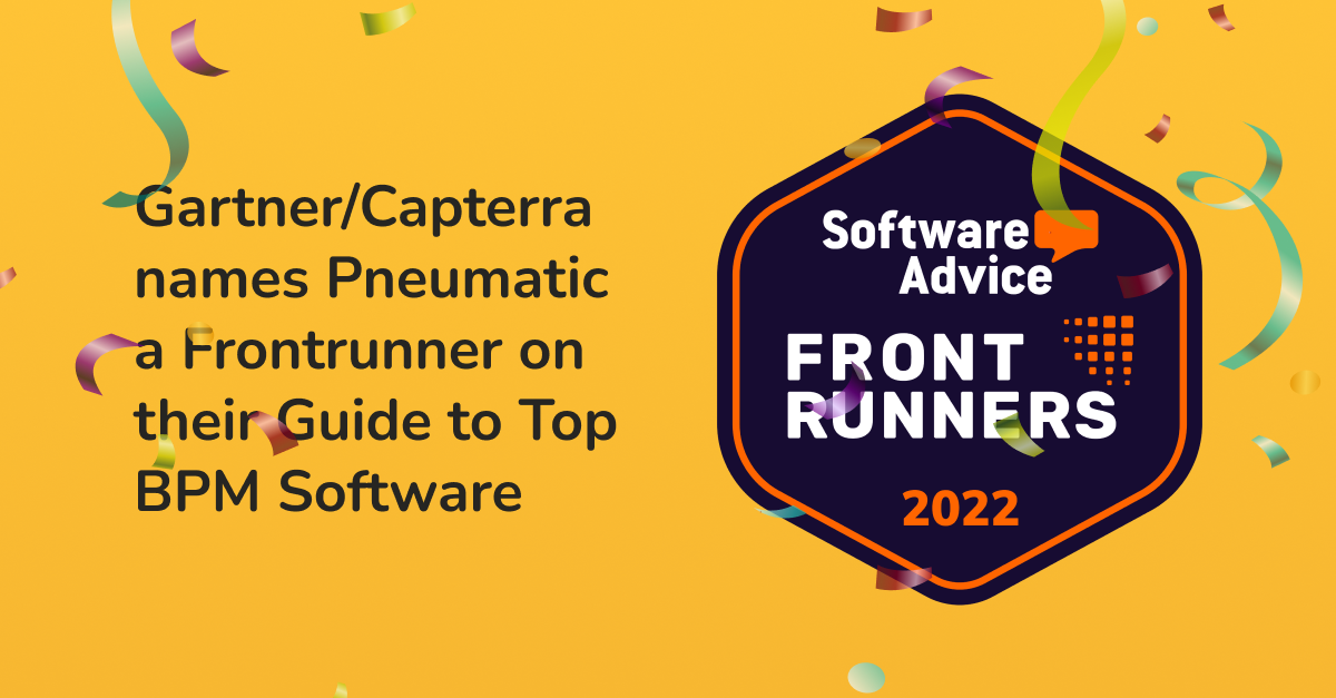 Gartner/Capterra names Pneumatic a Frontrunner on their Guide to TOP Business Process Management Software